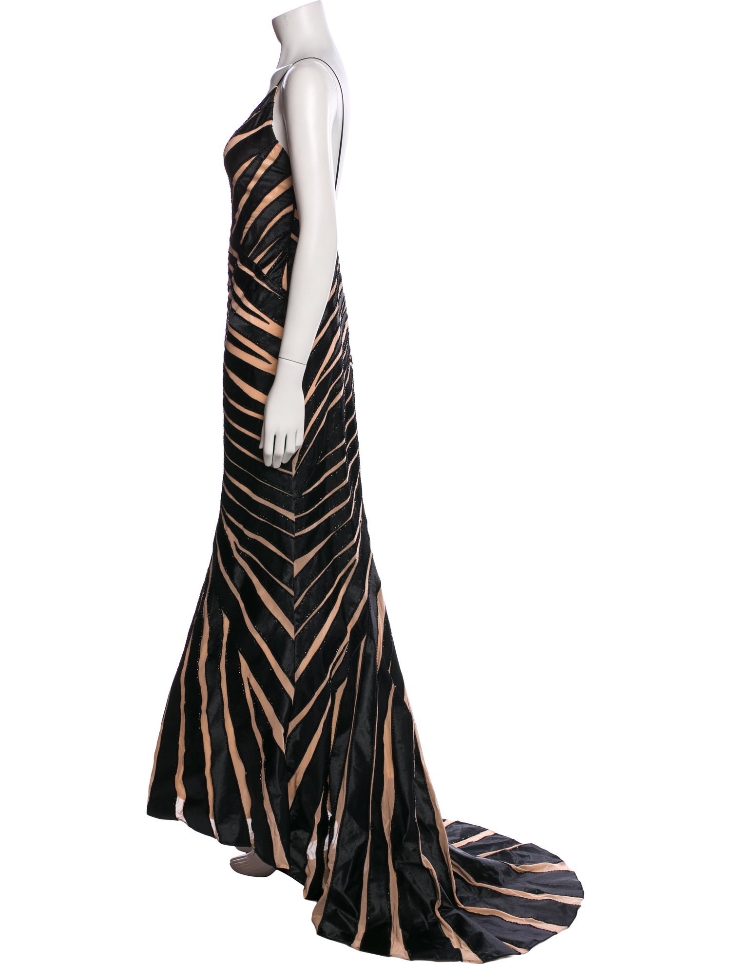 Terani Couture Striped Long Dress