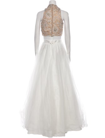 Terani Couture Lace Pattern Studded Accents Skirt Set