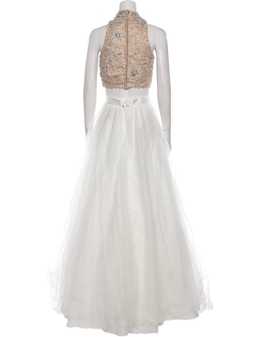 Terani Couture Lace Pattern Studded Accents Skirt Set