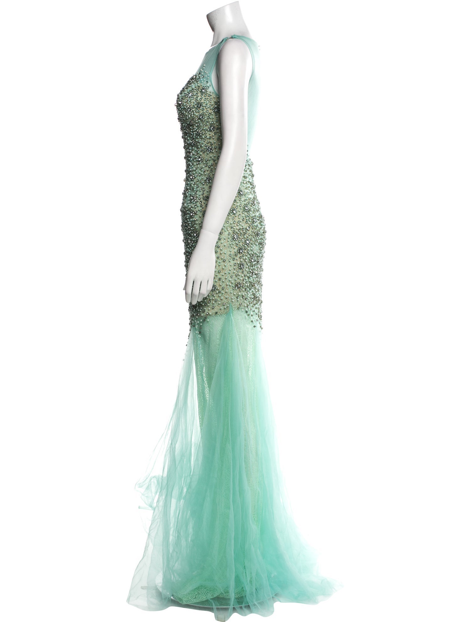 Terani Couture Bateau Neckline Long Dress