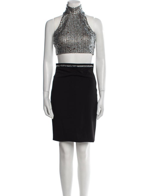 Terani Couture Colorblock Pattern Crystal Embellishments Skirt Set