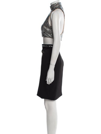 Terani Couture Colorblock Pattern Crystal Embellishments Skirt Set