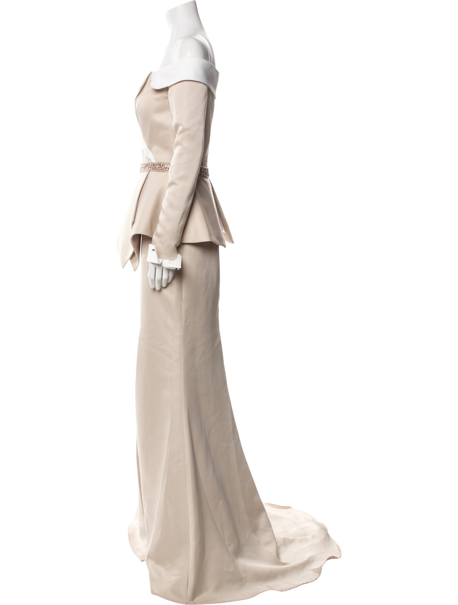 Terani Couture Off-The-Shoulder Long Dress