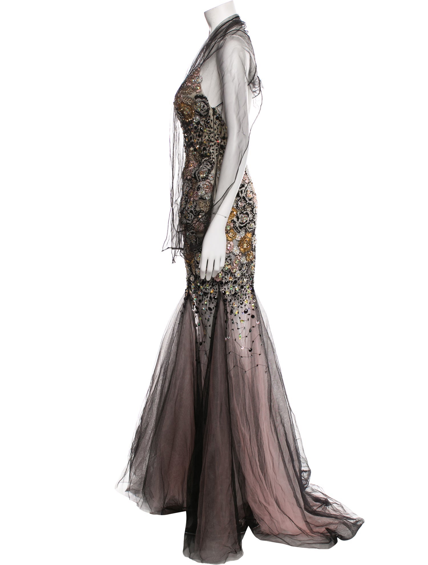 Terani Couture Lace Pattern Long Dress w/ Tags