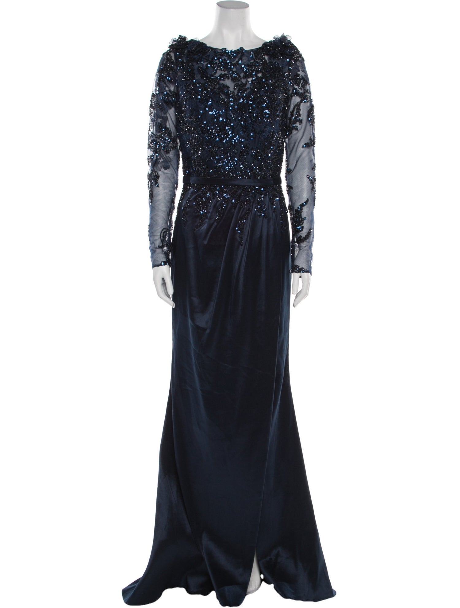 Terani Couture Bateau Neckline Long Dress