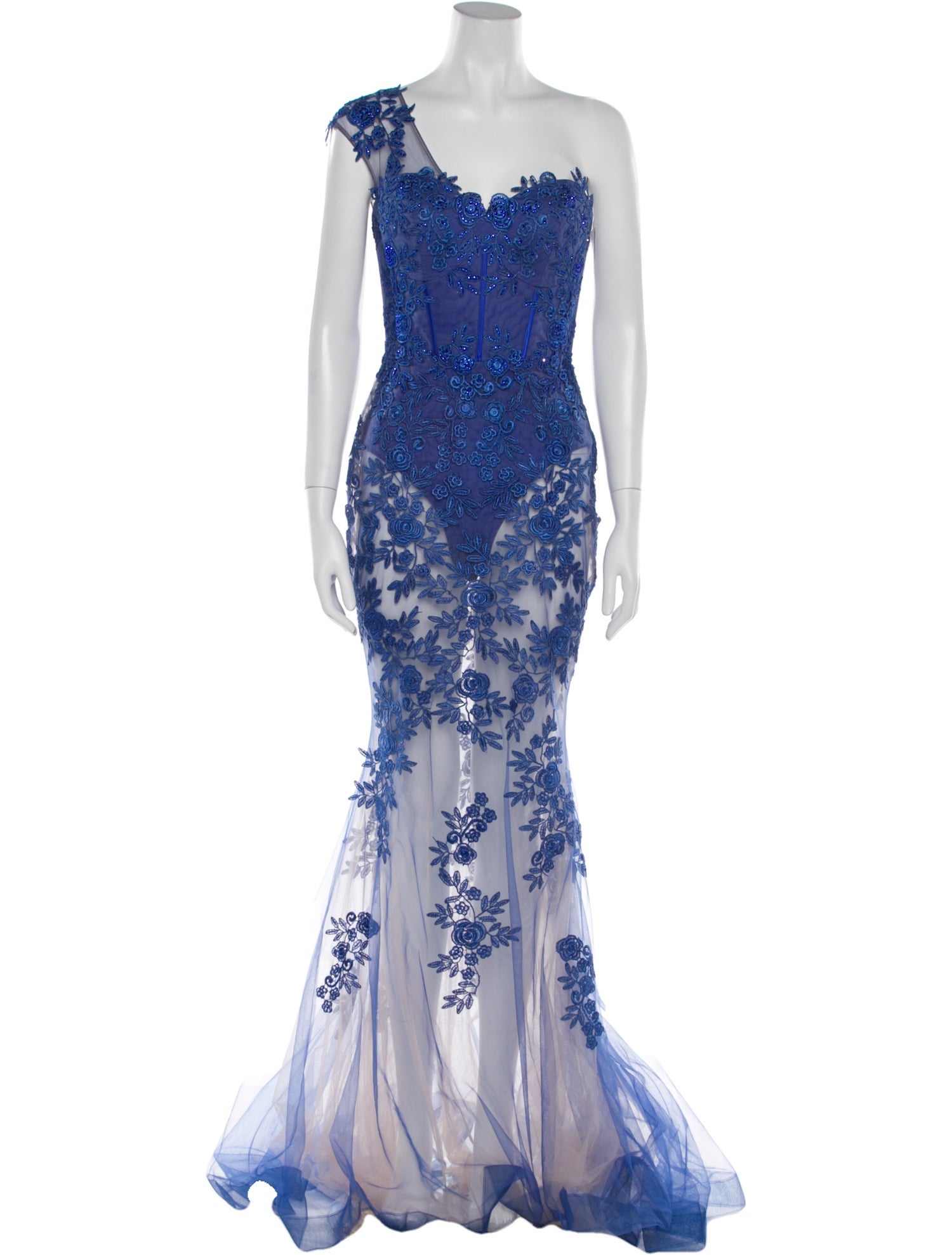 Terani Couture Lace Pattern Long Dress