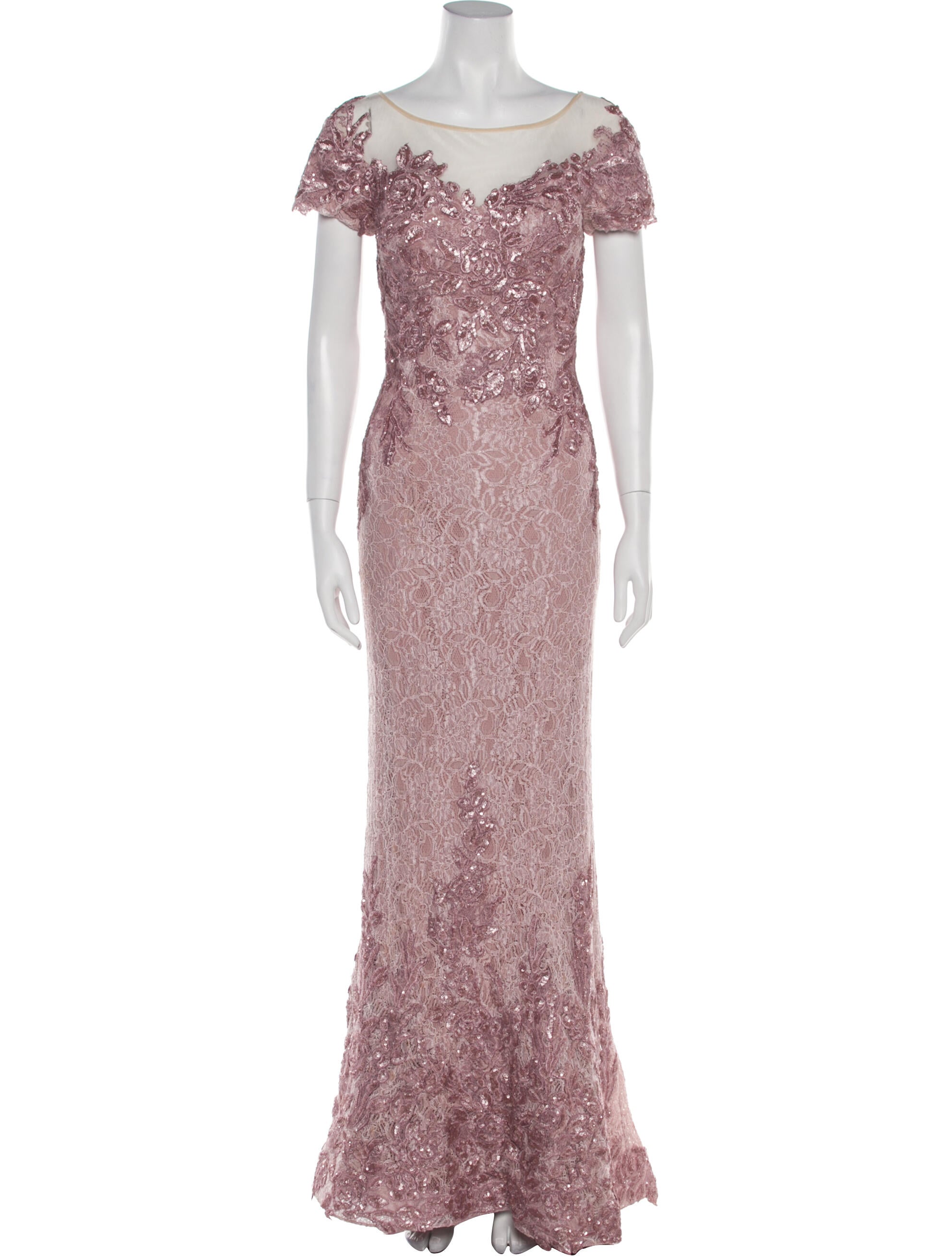 Terani Couture Lace Pattern Long Dress