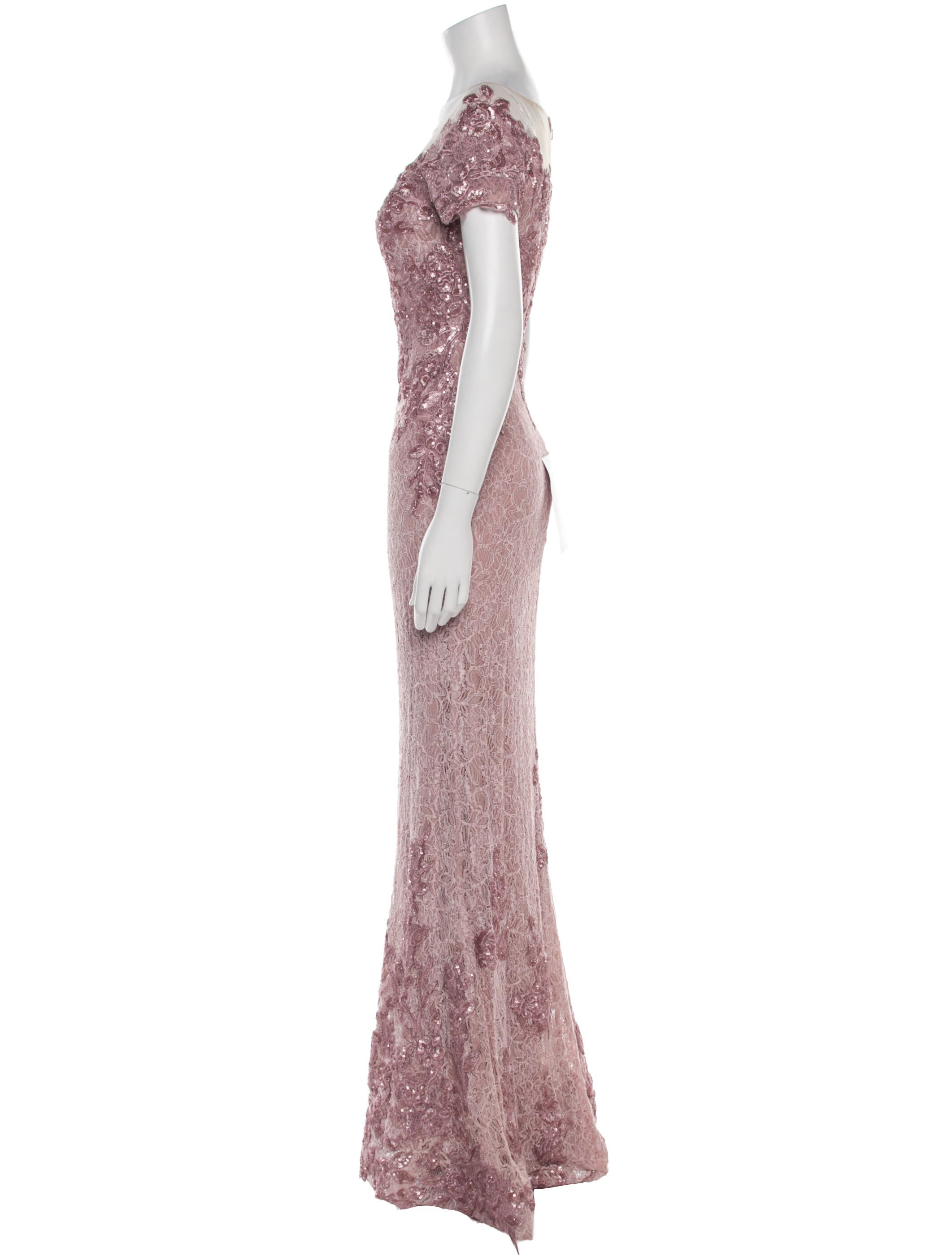 Terani Couture Lace Pattern Long Dress