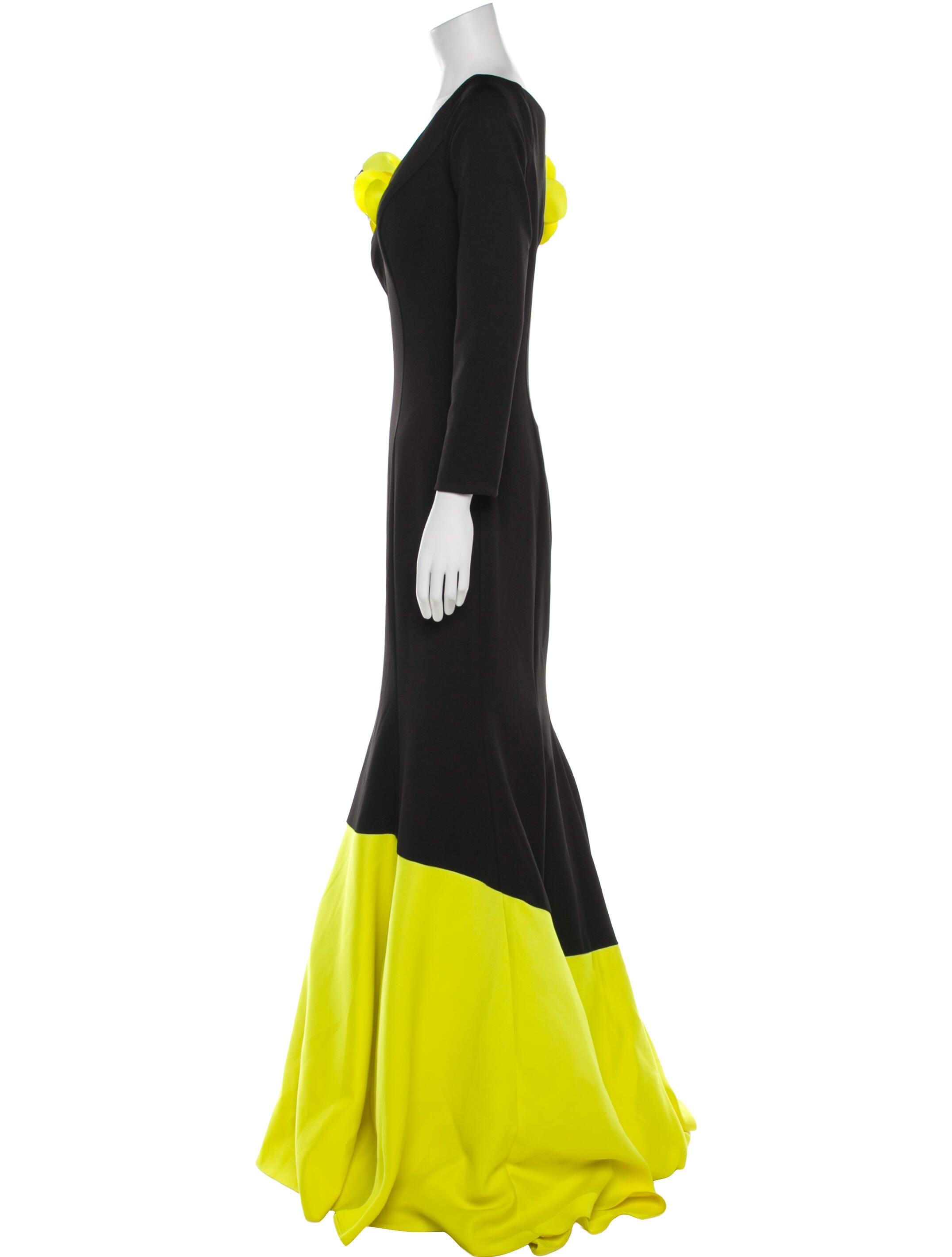 Terani Couture Colorblock Pattern Long Dress