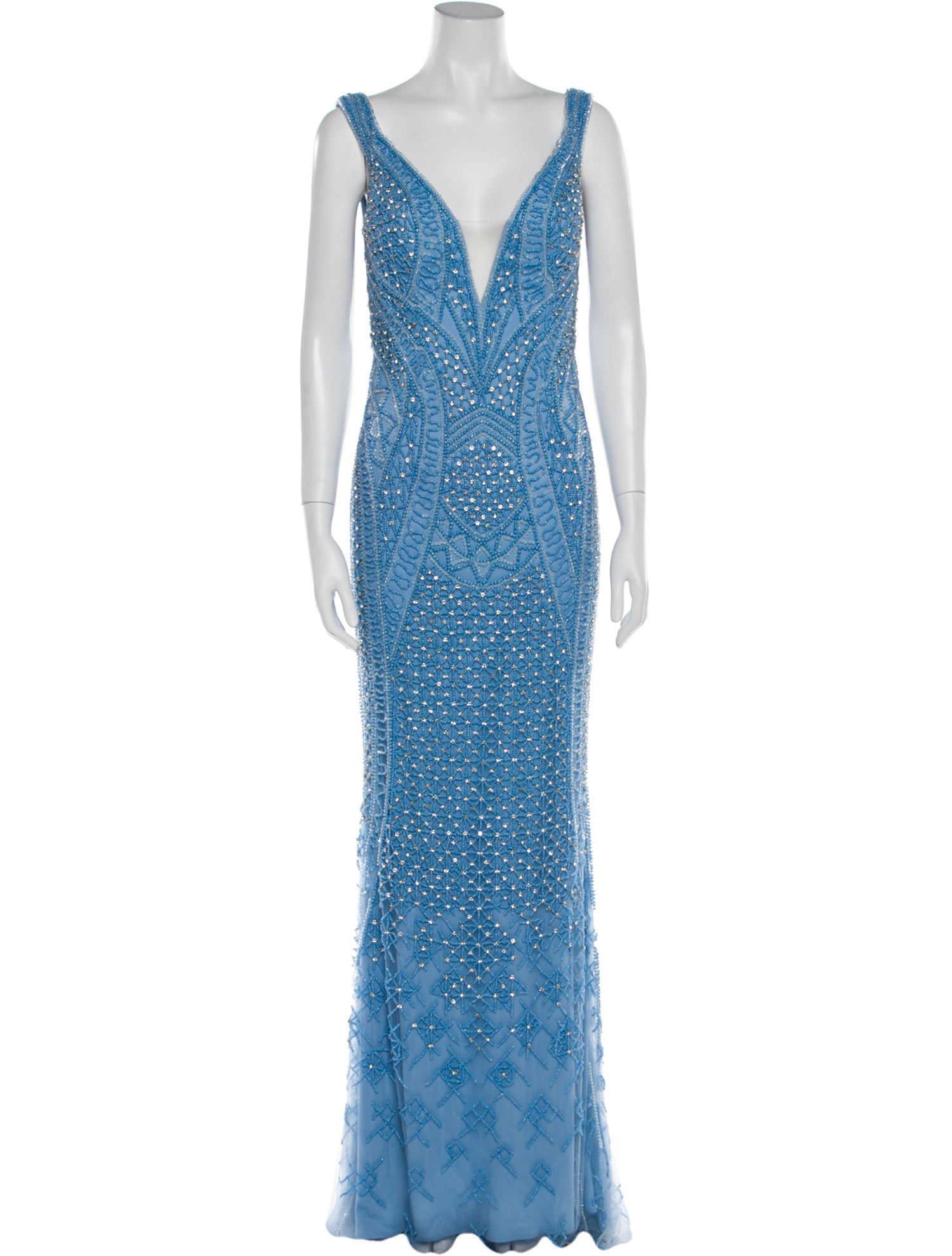 Terani Couture Lace Pattern Long Dress