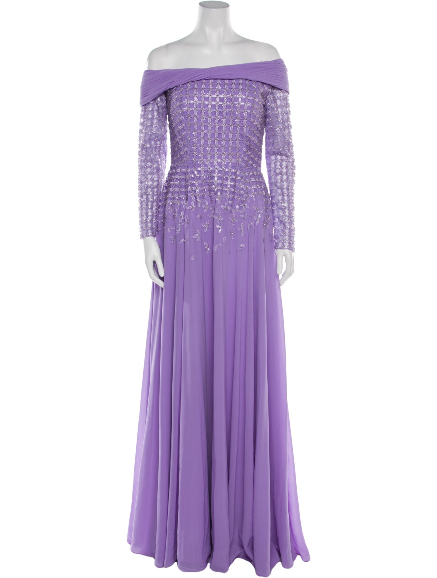 Terani Couture Off-The-Shoulder Long Dress