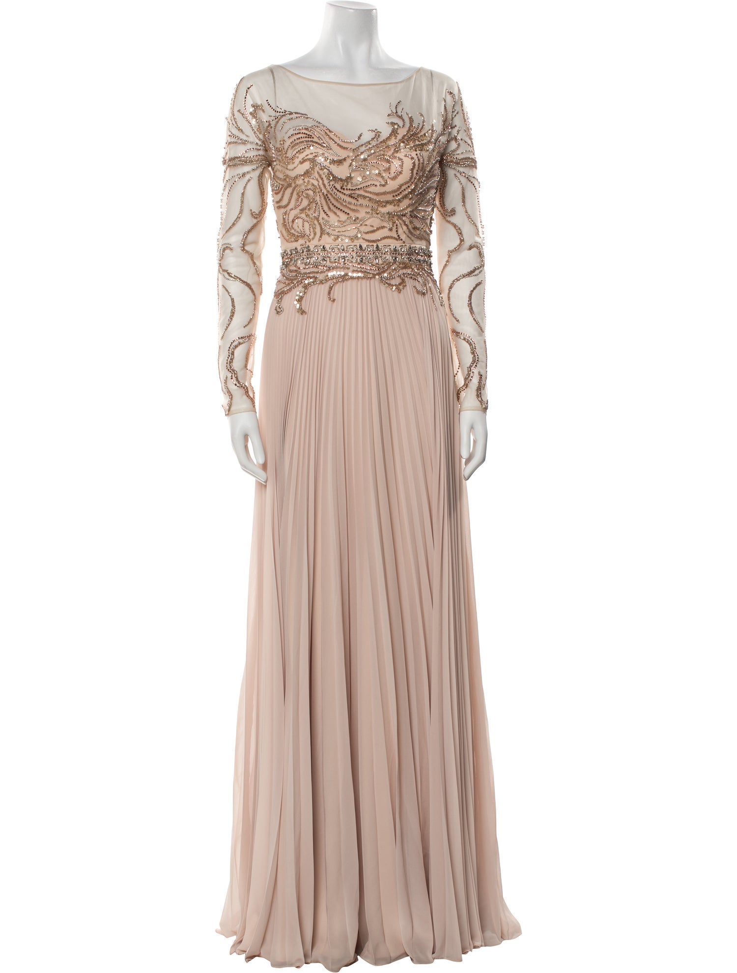 Terani Couture Bateau Neckline Long Dress