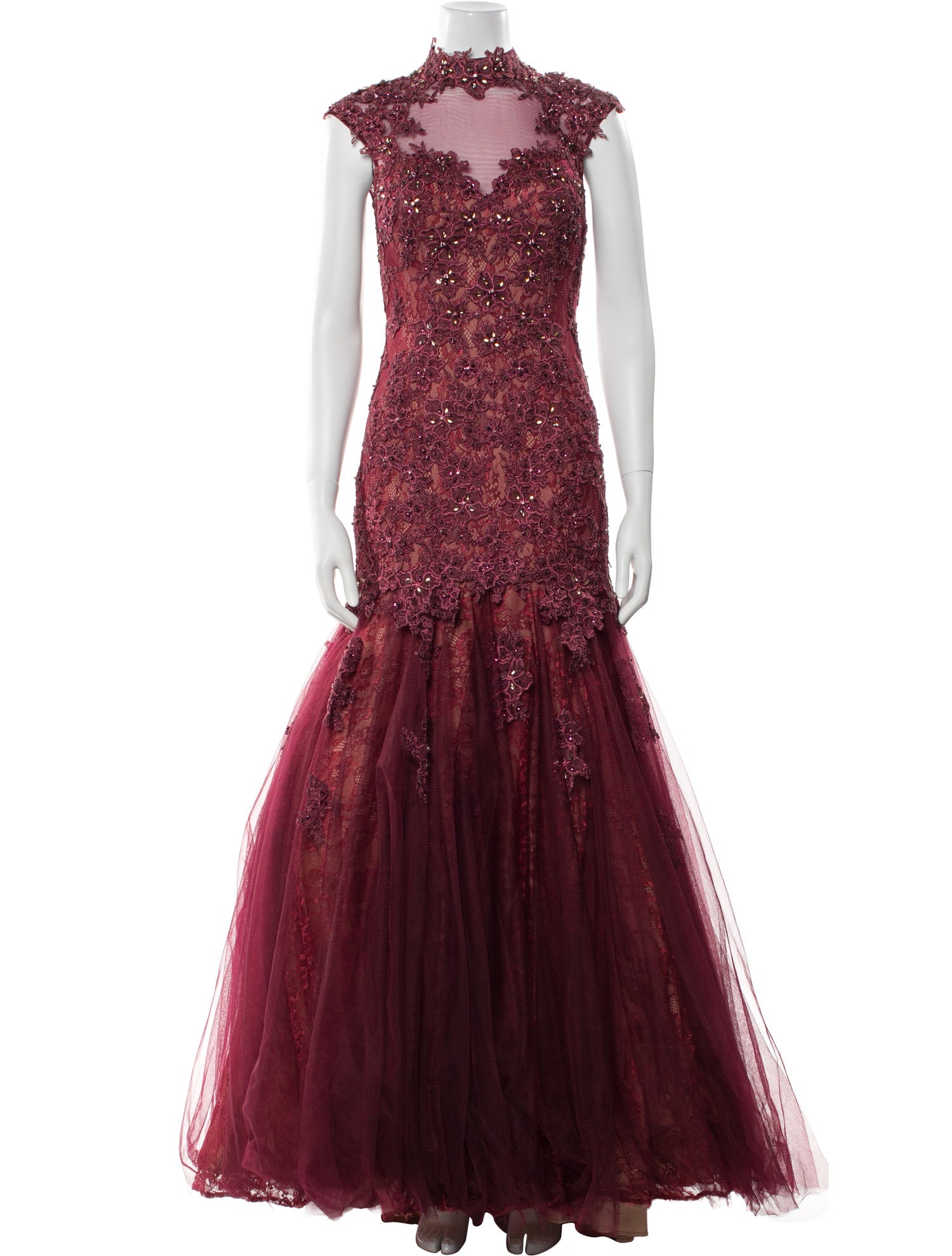 Terani Couture Lace Pattern Long Dress