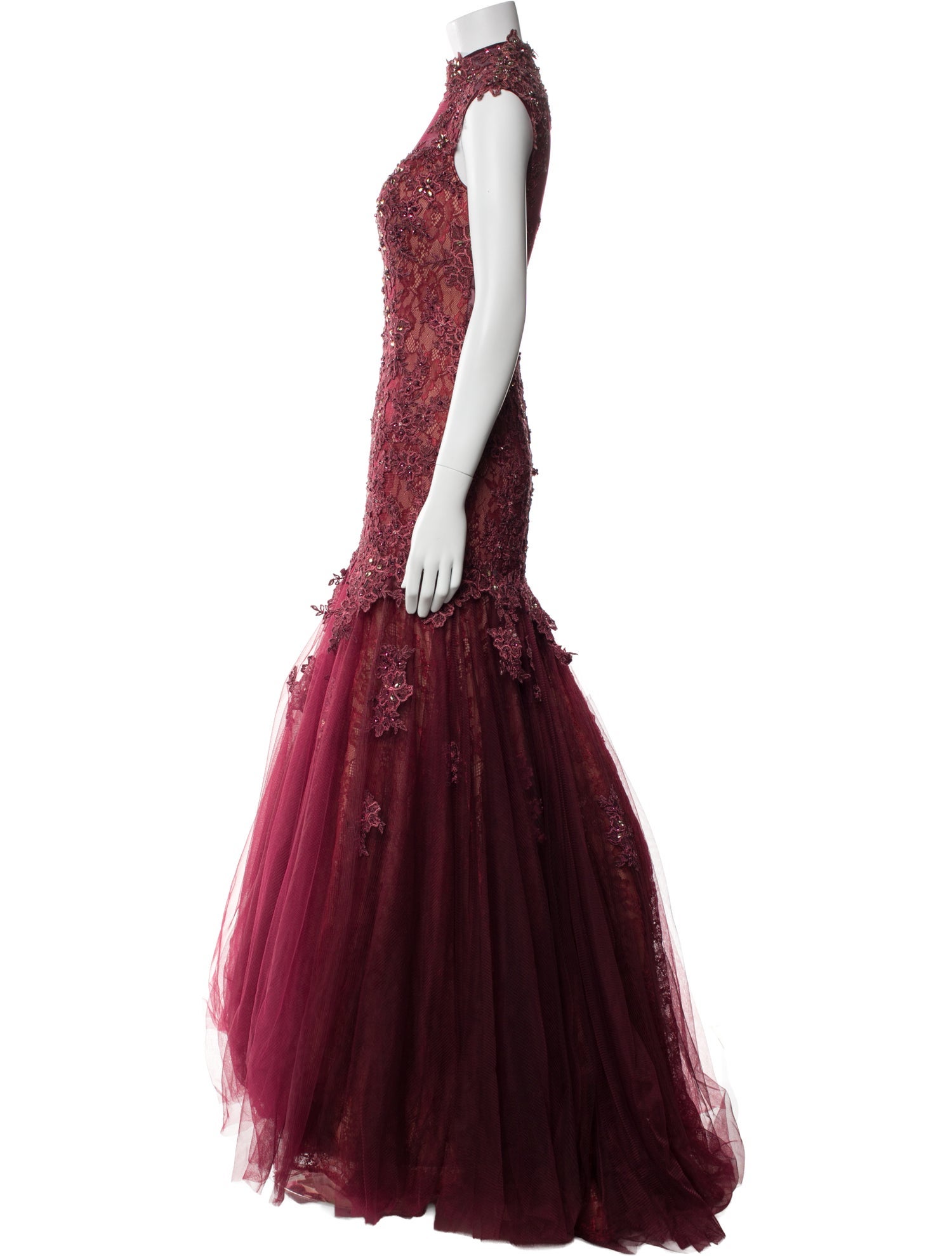 Terani Couture Lace Pattern Long Dress