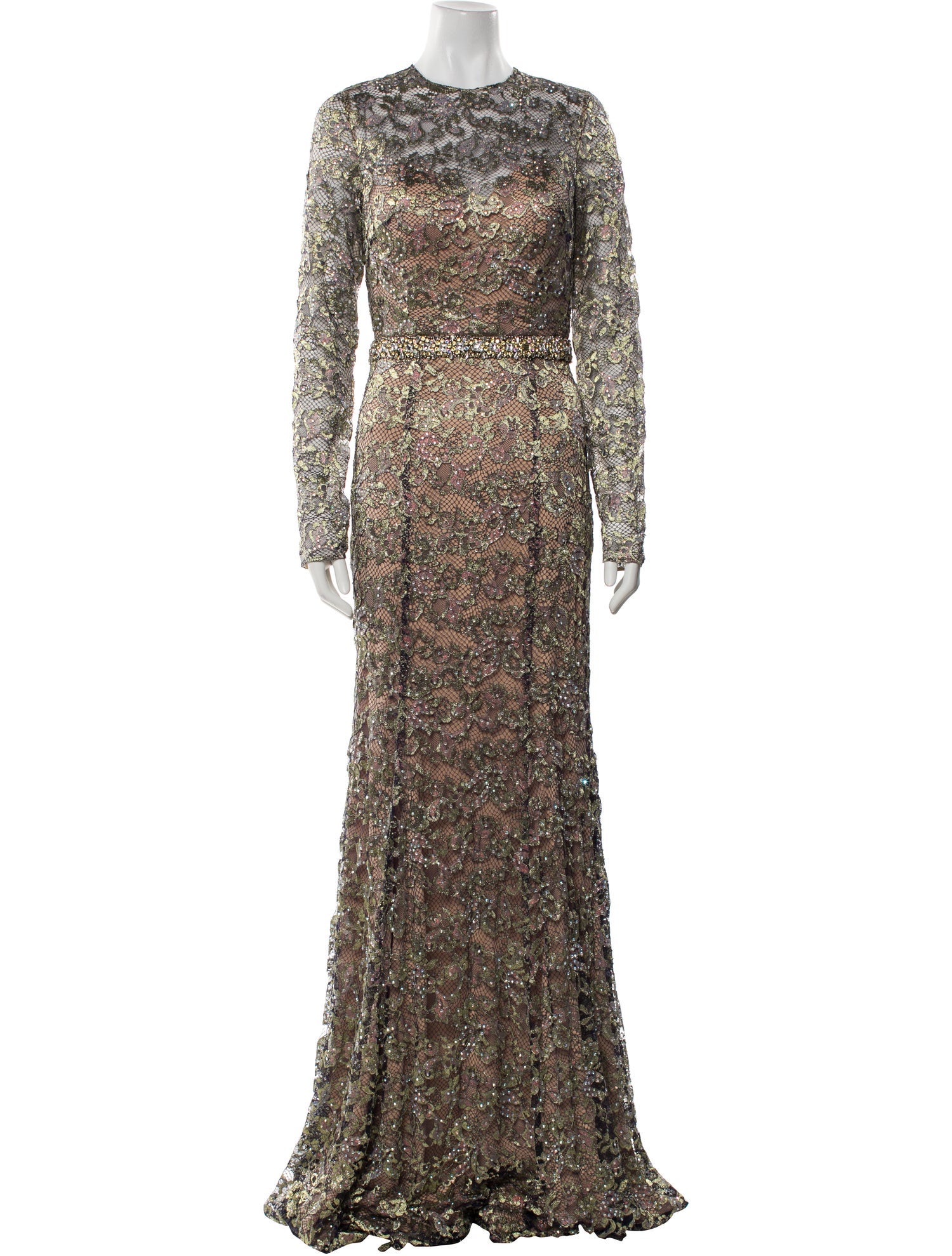 Terani Couture Lace Pattern Long Dress