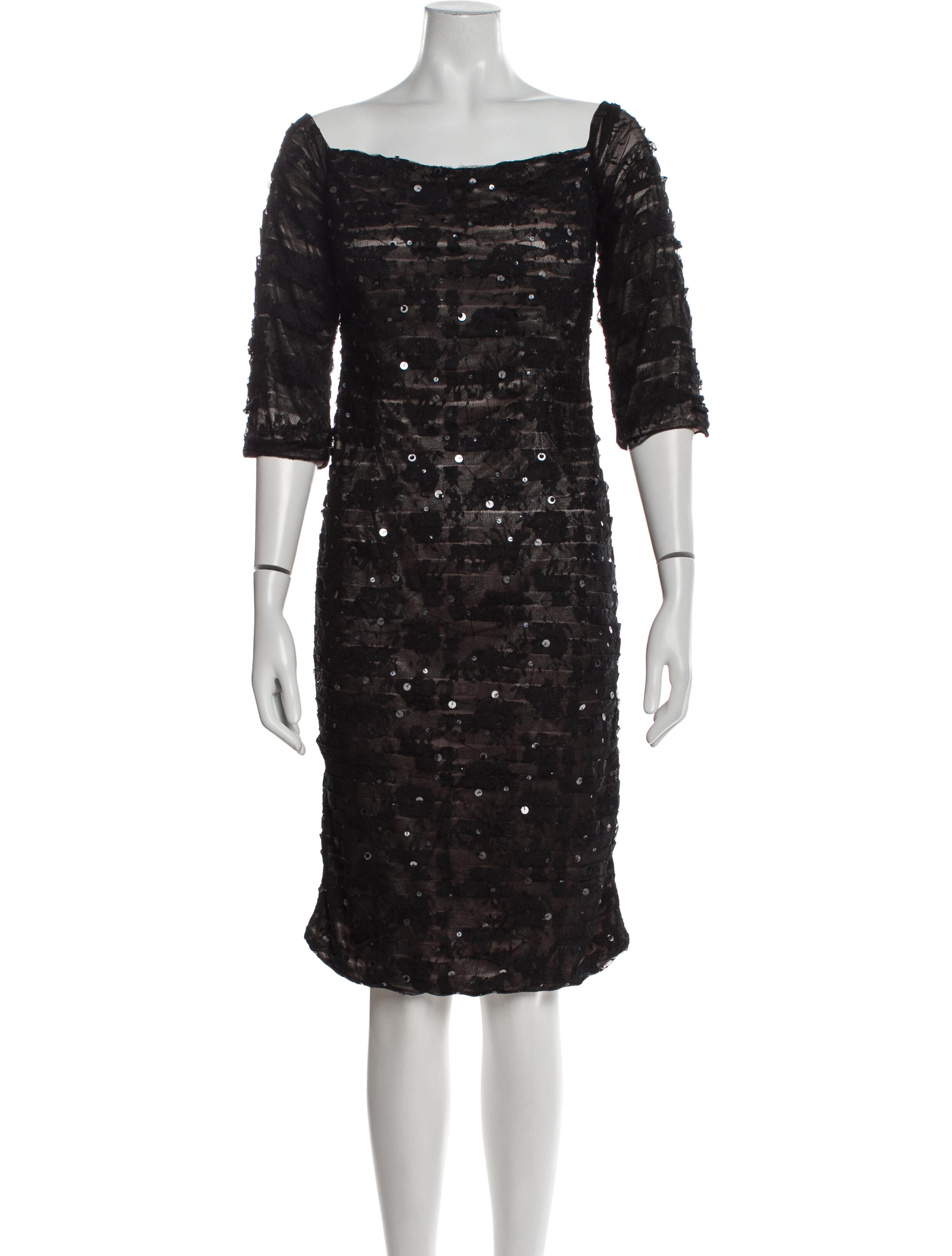 Terani Couture Square Neckline Knee-Length Dress