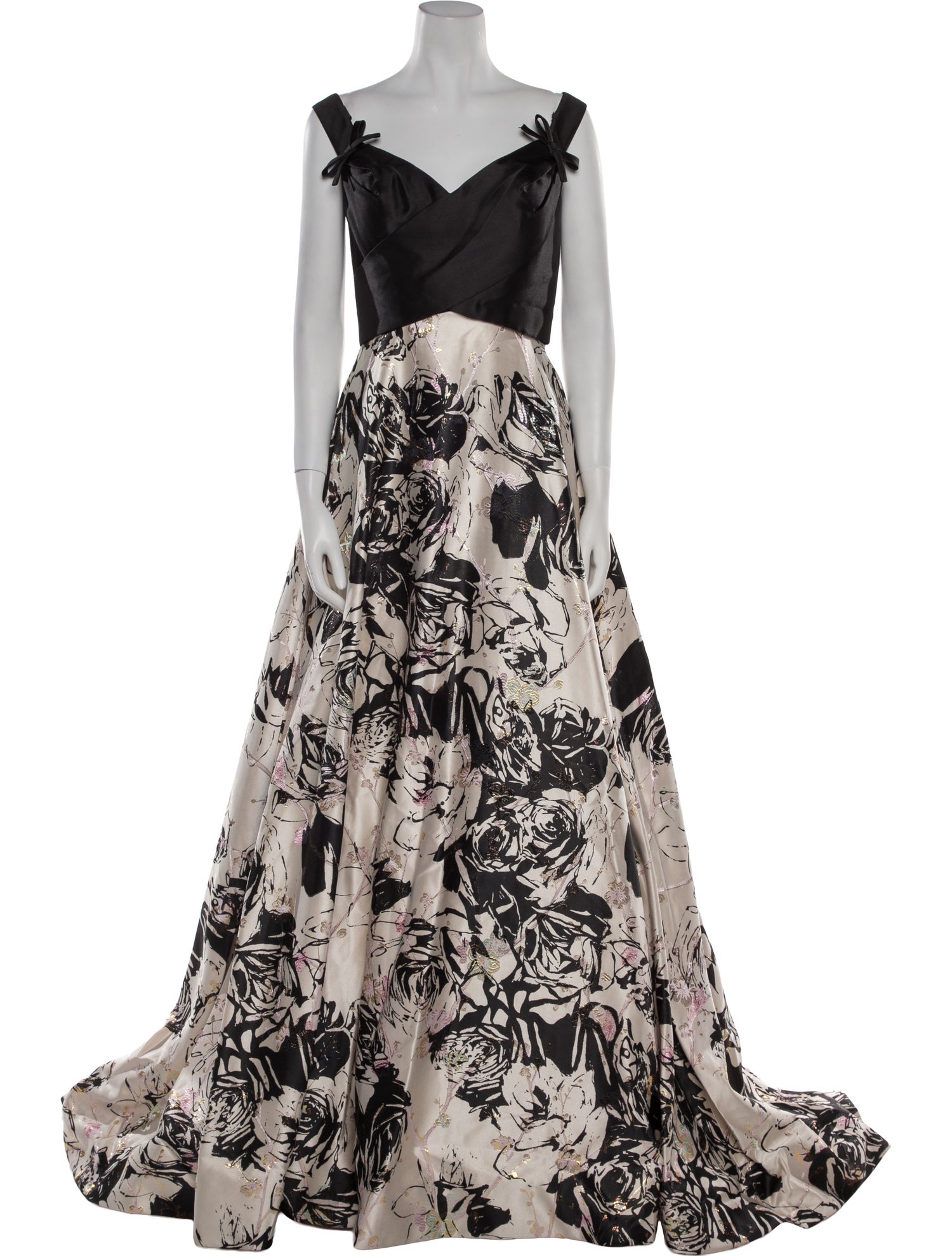 Terani Couture Floral Print Long Dress