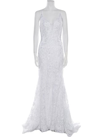 Terani Couture Lace Pattern Long Dress