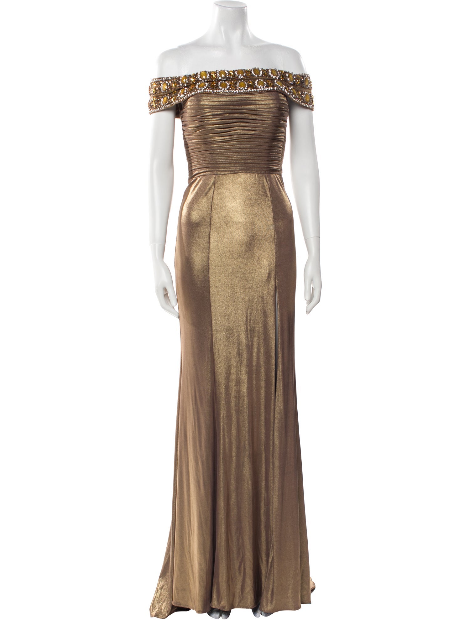 Terani Couture Off-The-Shoulder Long Dress w/ Tags