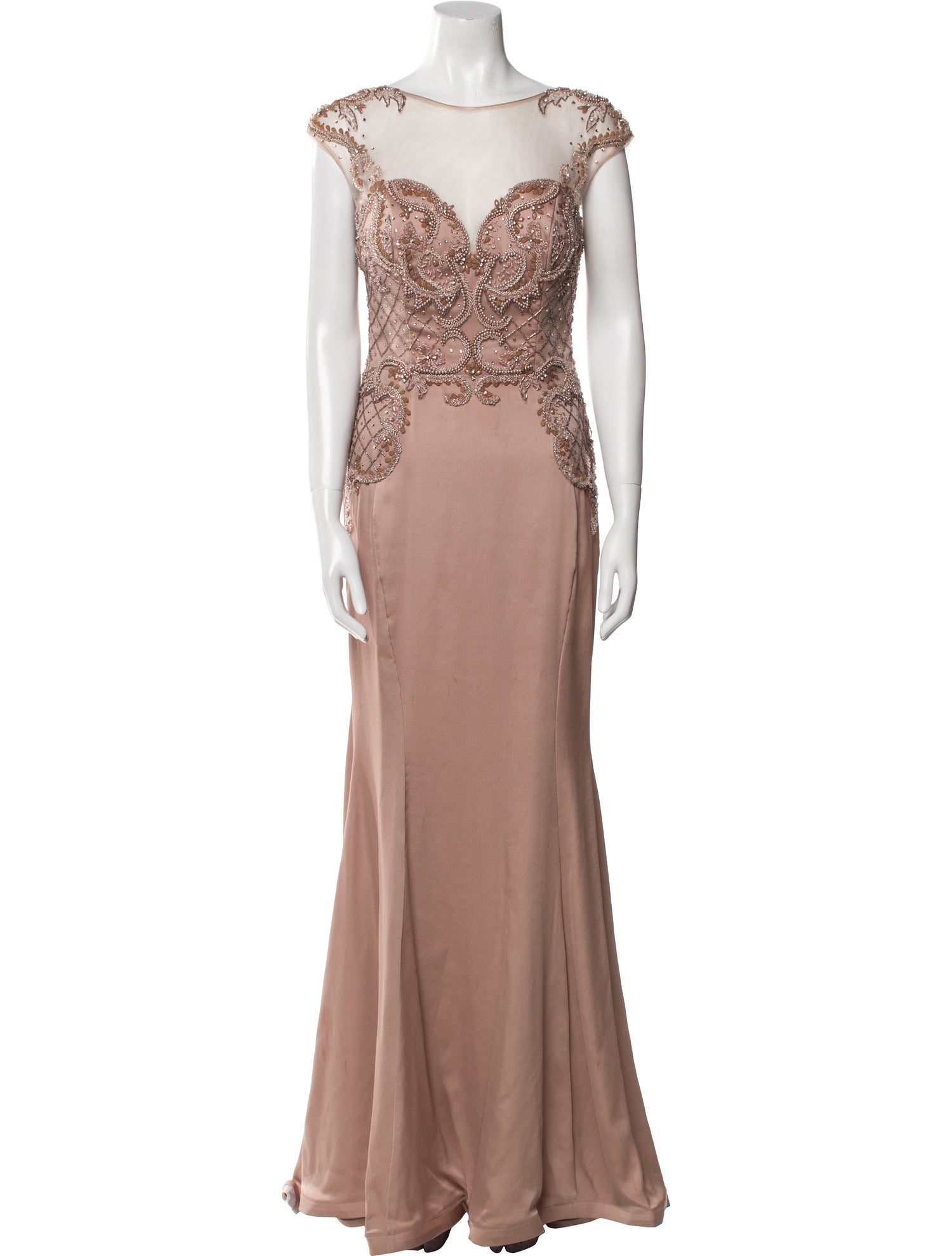 Terani Couture Bateau Neckline Long Dress