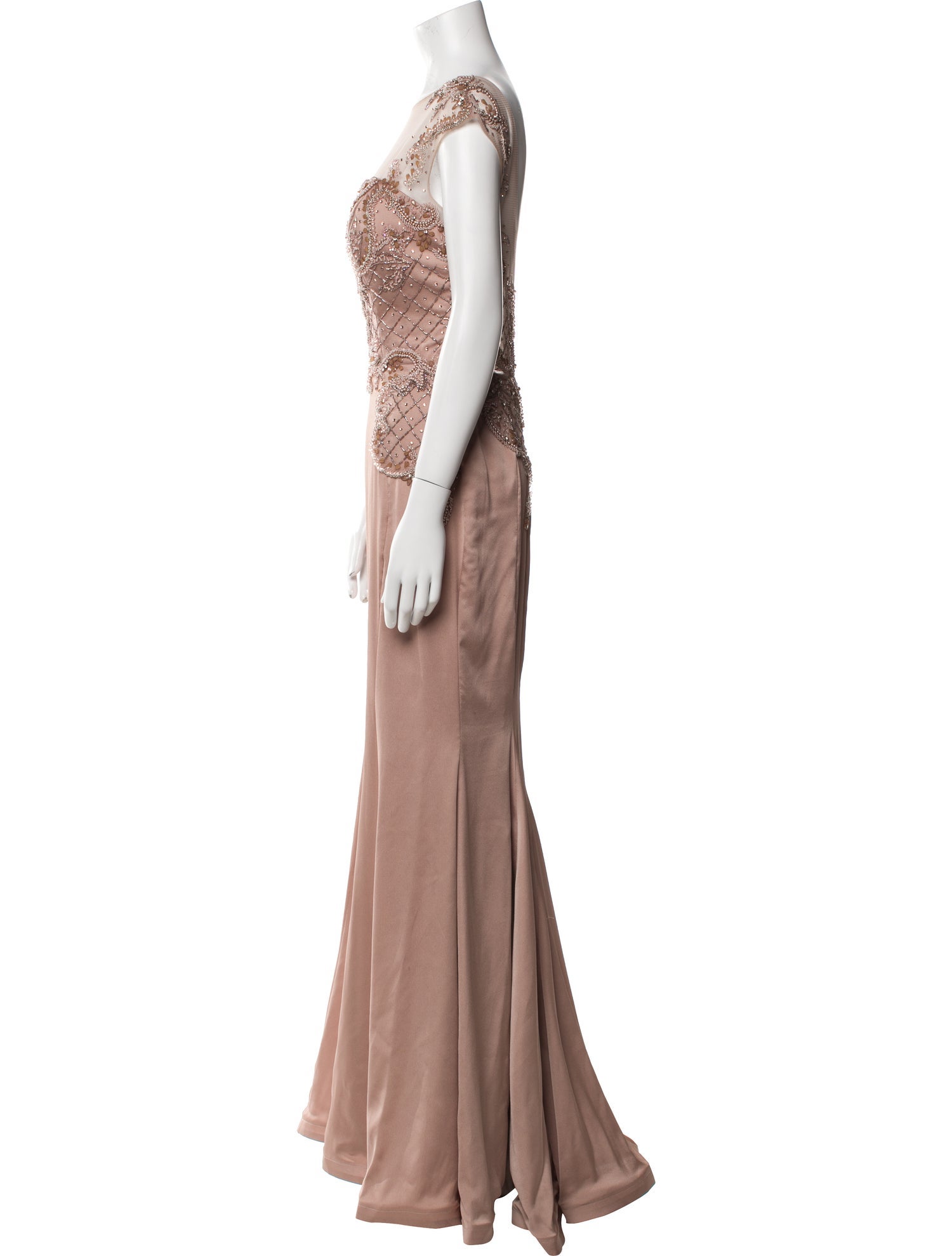 Terani Couture Bateau Neckline Long Dress