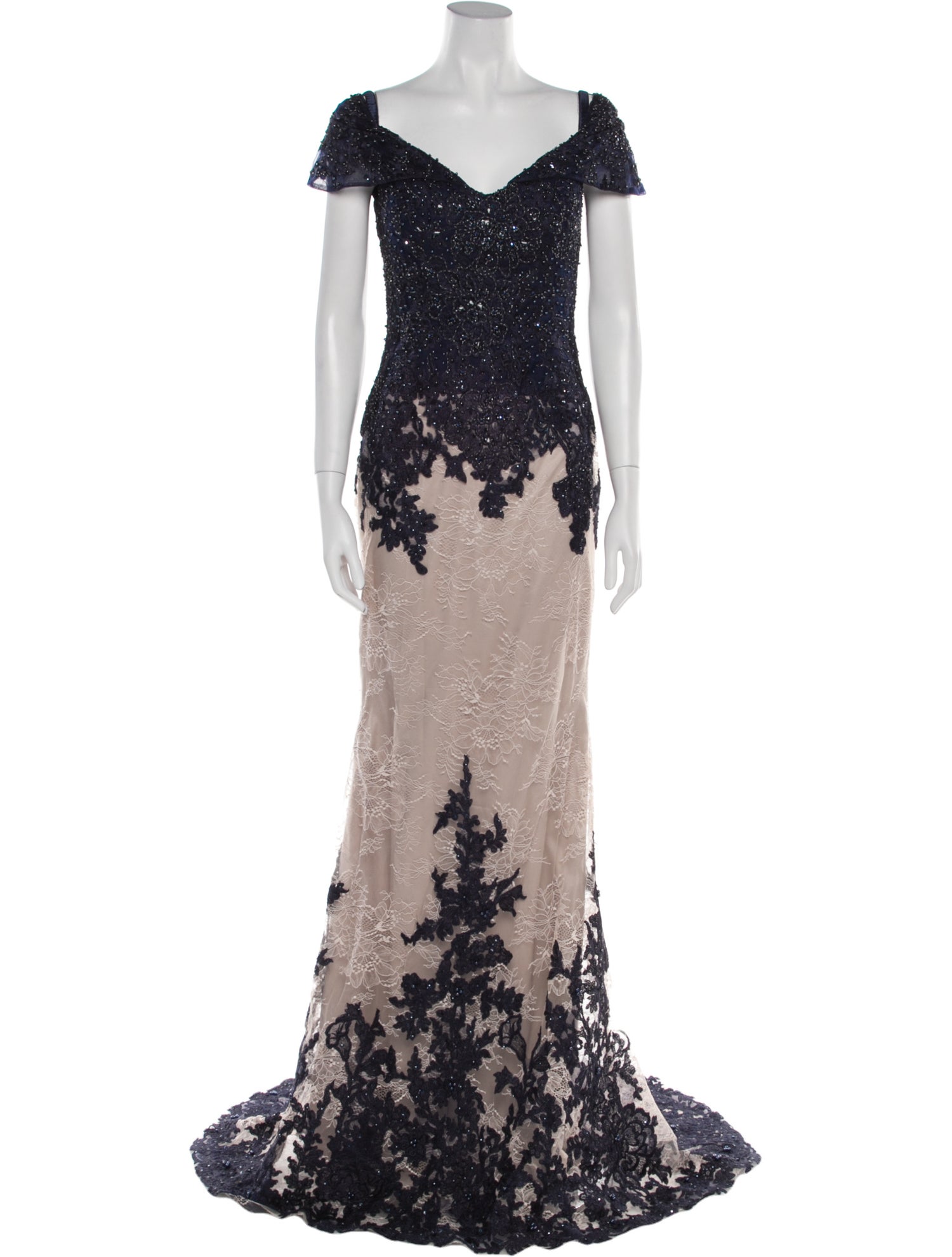 Terani Couture Lace Pattern Long Dress