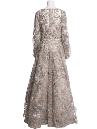 Terani Couture Floral Print Long Dress