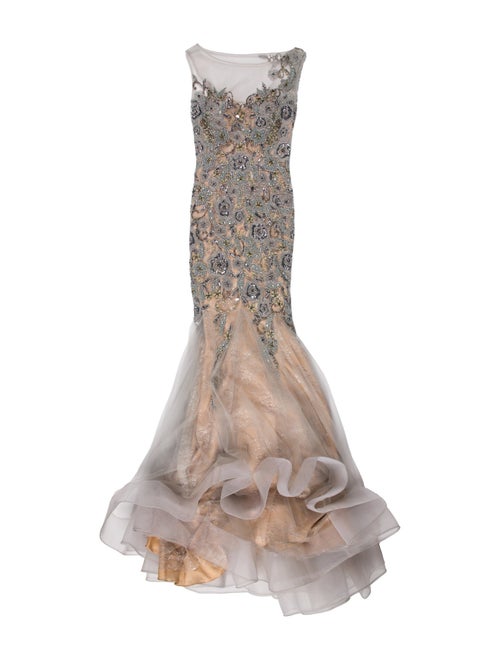 Terani Couture Bateau Neckline Long Dress