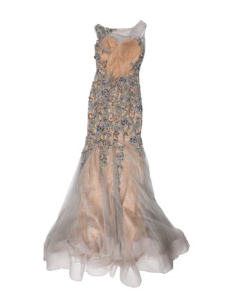 Terani Couture Bateau Neckline Long Dress