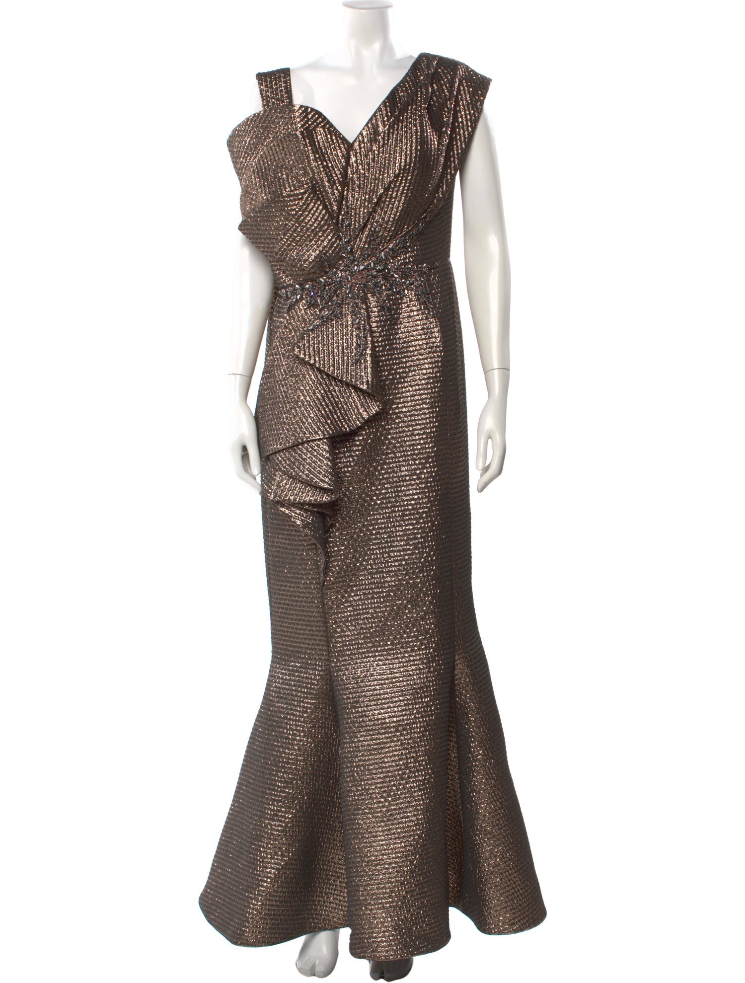 Terani Couture Striped Long Dress