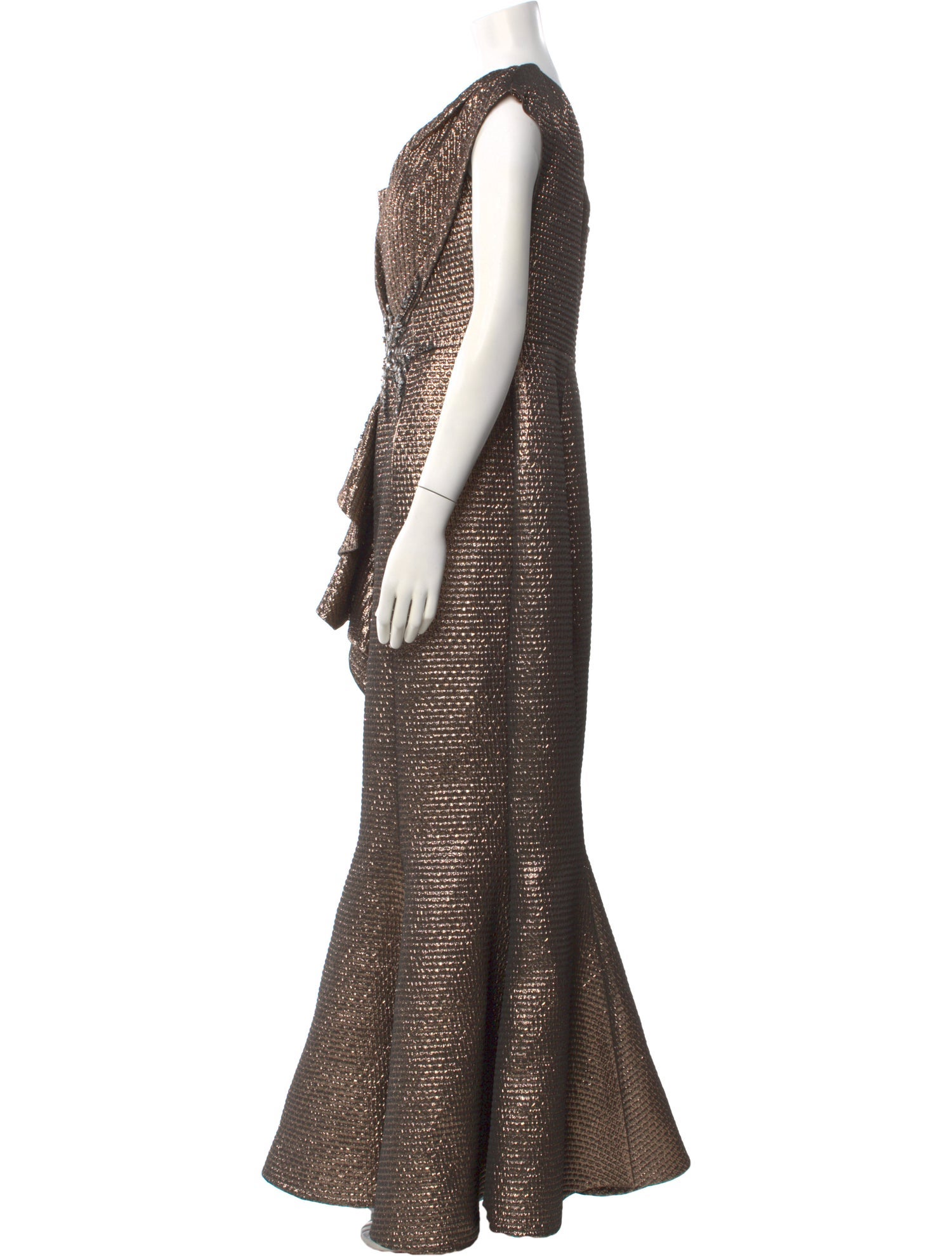 Terani Couture Striped Long Dress