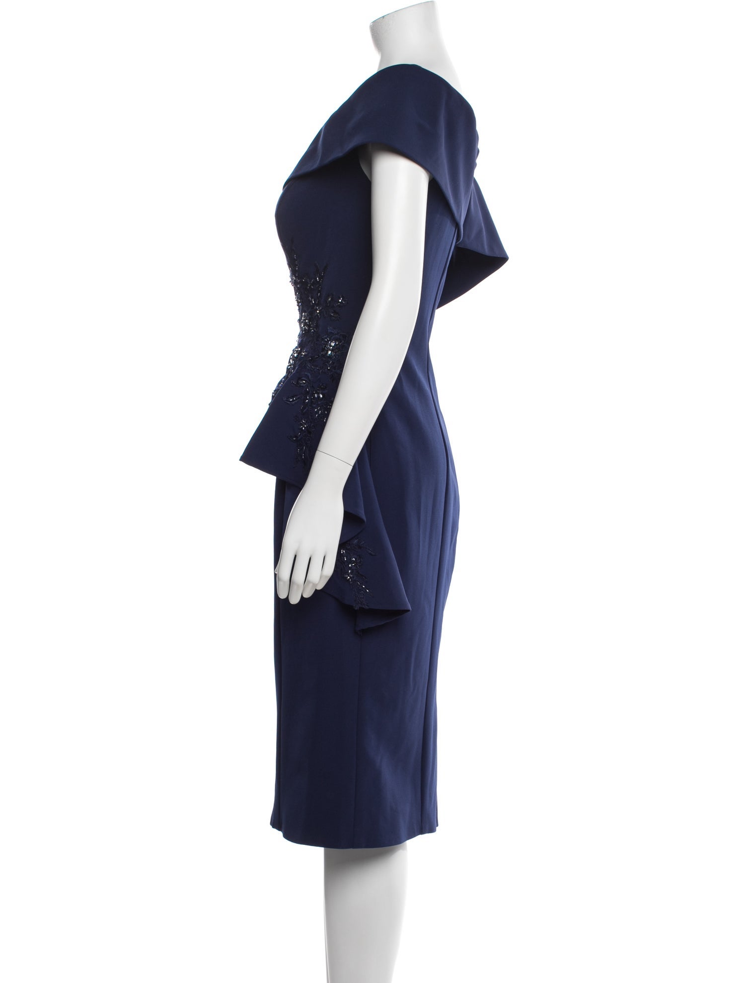 Terani Couture Off-The-Shoulder Knee-Length Dress