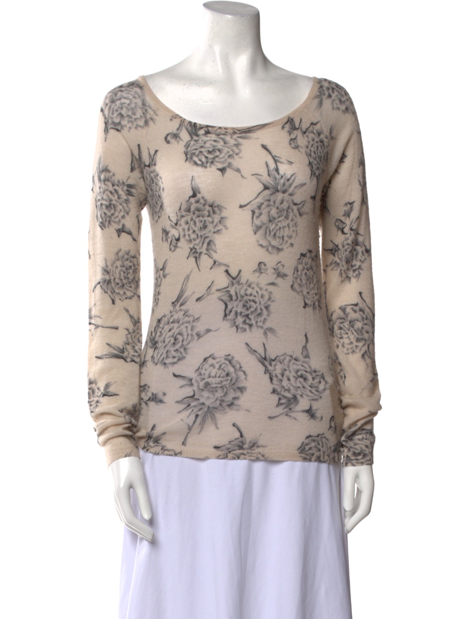 TSE Cashmere Floral Print Sweater