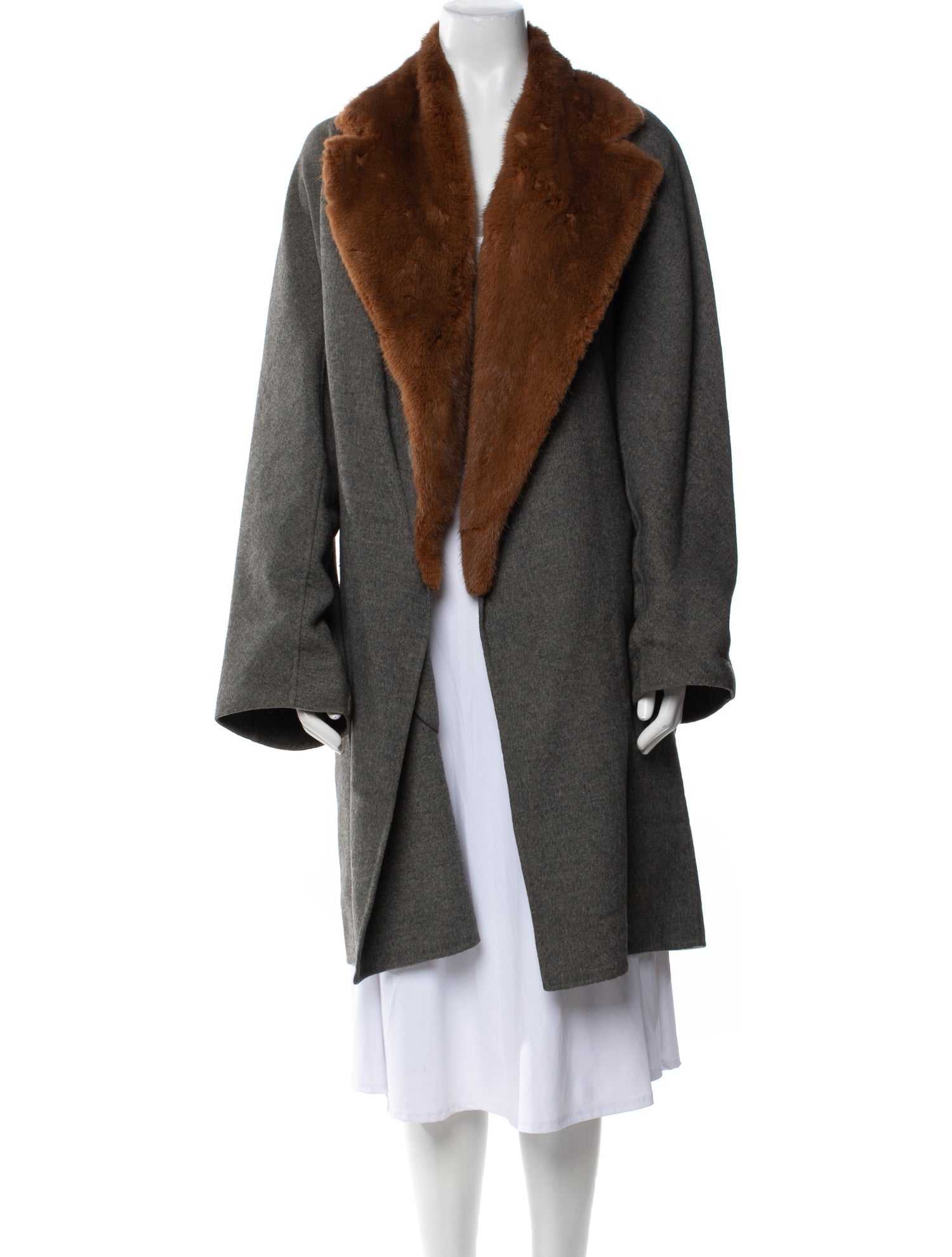TSE Cashmere Colorblock Pattern Faux Fur Coat