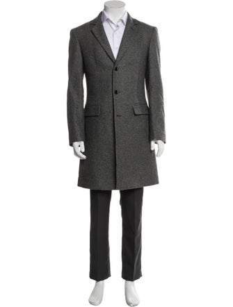 TSE Wool Tweed Pattern Overcoat