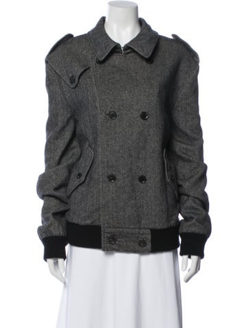 Pre-owned Tse Wool Bomber Jacket In Gray