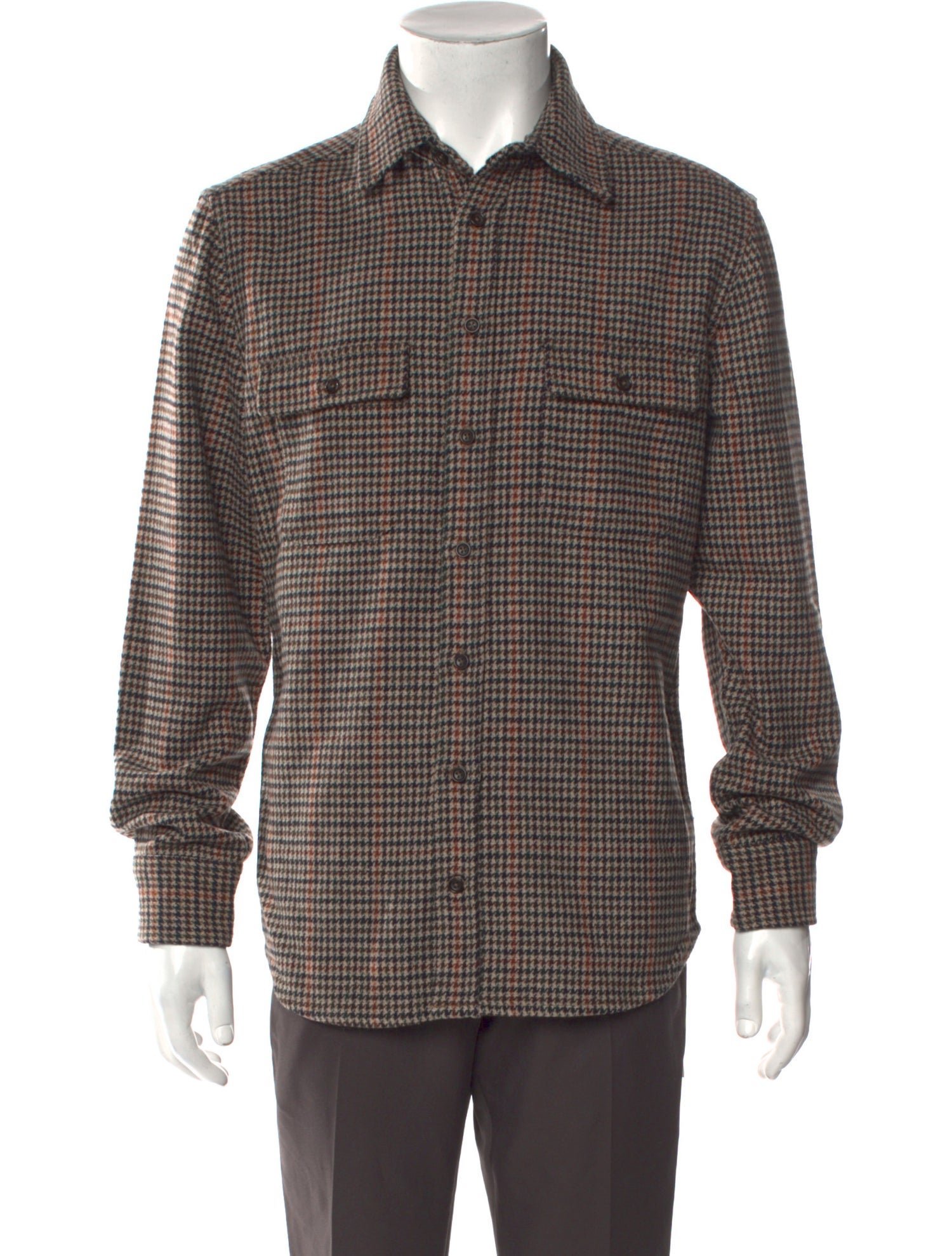 Taylor Stitch Wool Houndstooth Print Shirt