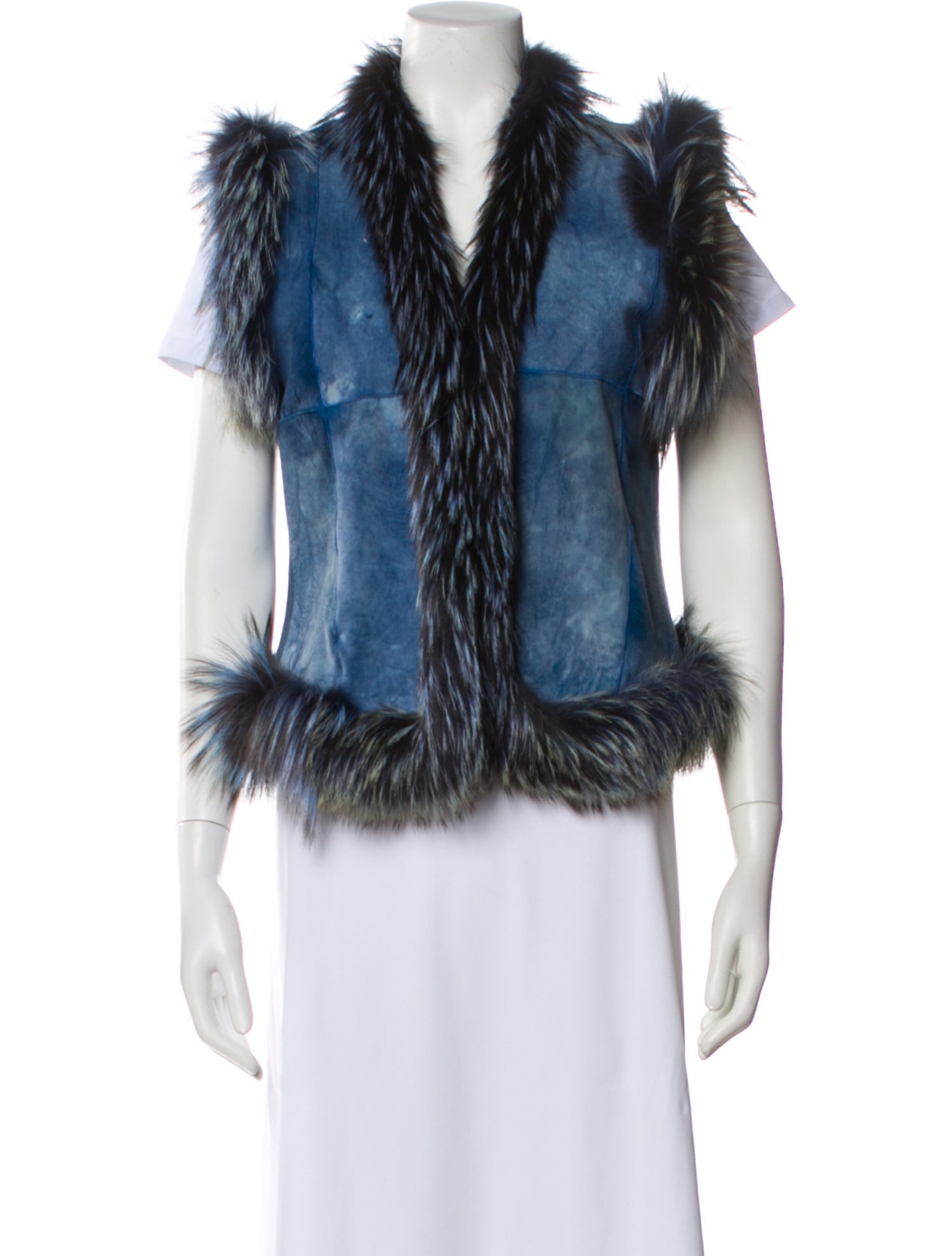 Tashia London Fur Colorblock Pattern Vest