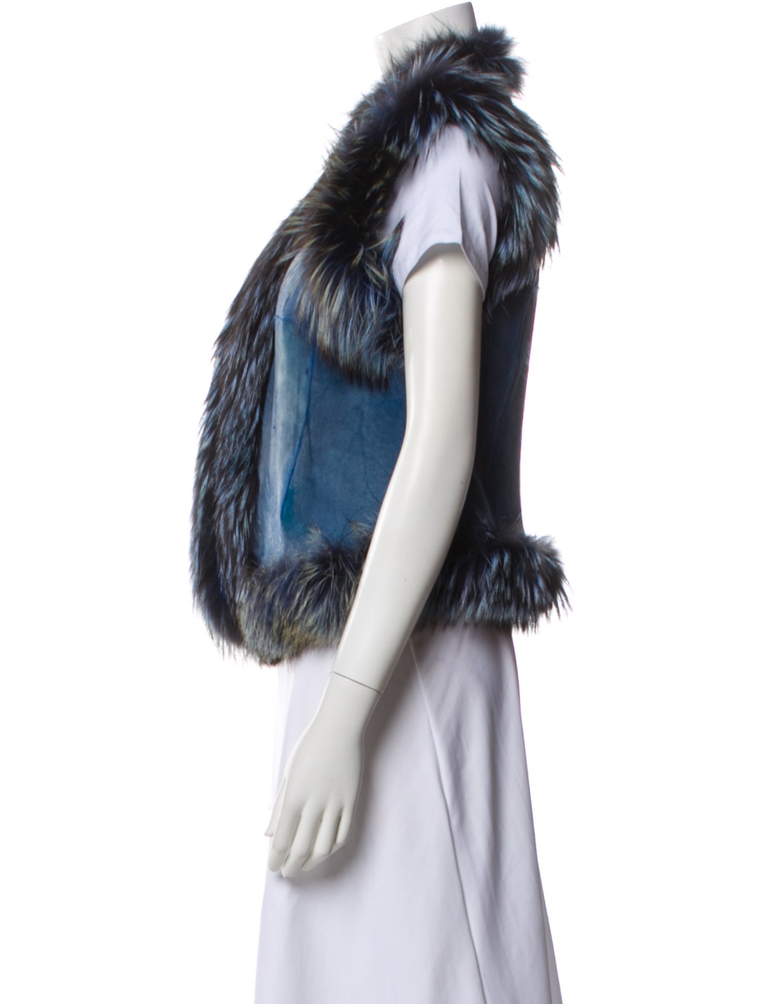 Tashia London Fur Colorblock Pattern Vest