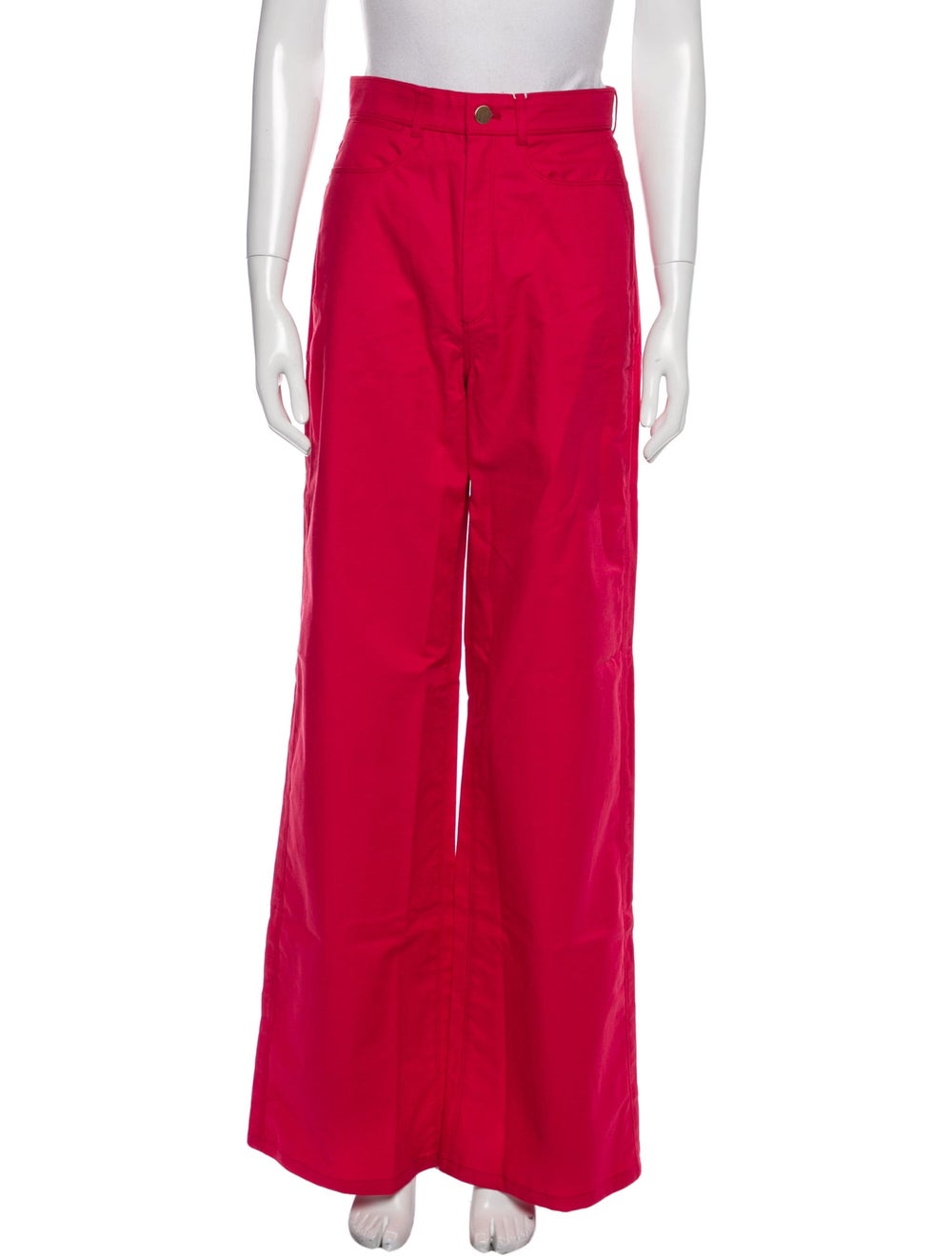 The Script Wide Leg Pants Red High-Rise Patch Poc… - image 1