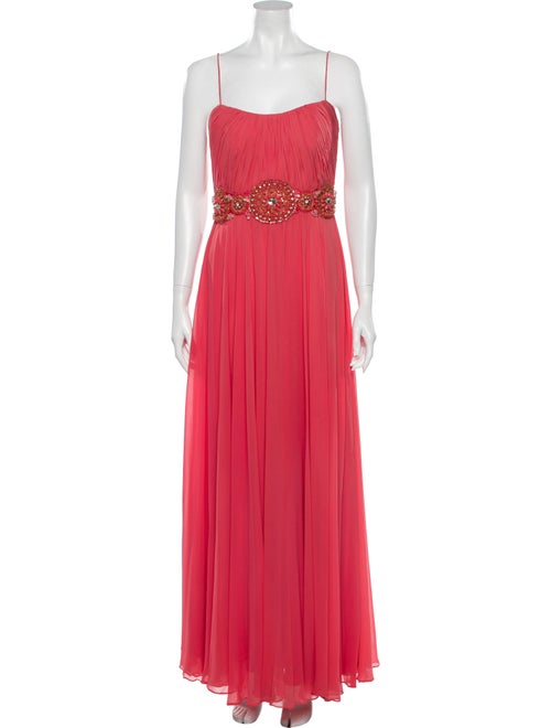Theia Silk Long Dress Orange