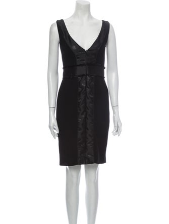 Theia V-Neck Knee-Length Dress