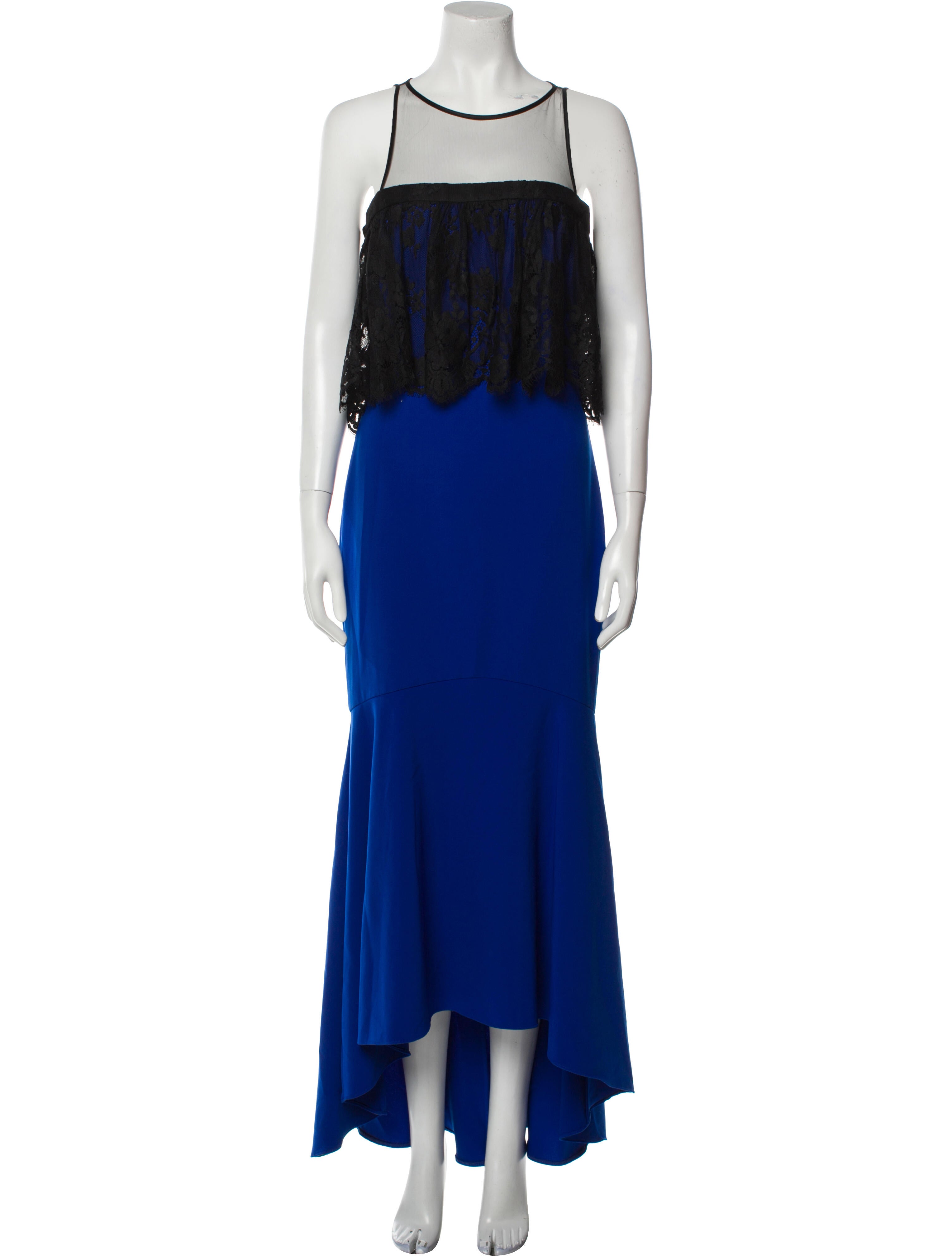 Theia Colorblock Pattern Long Dress