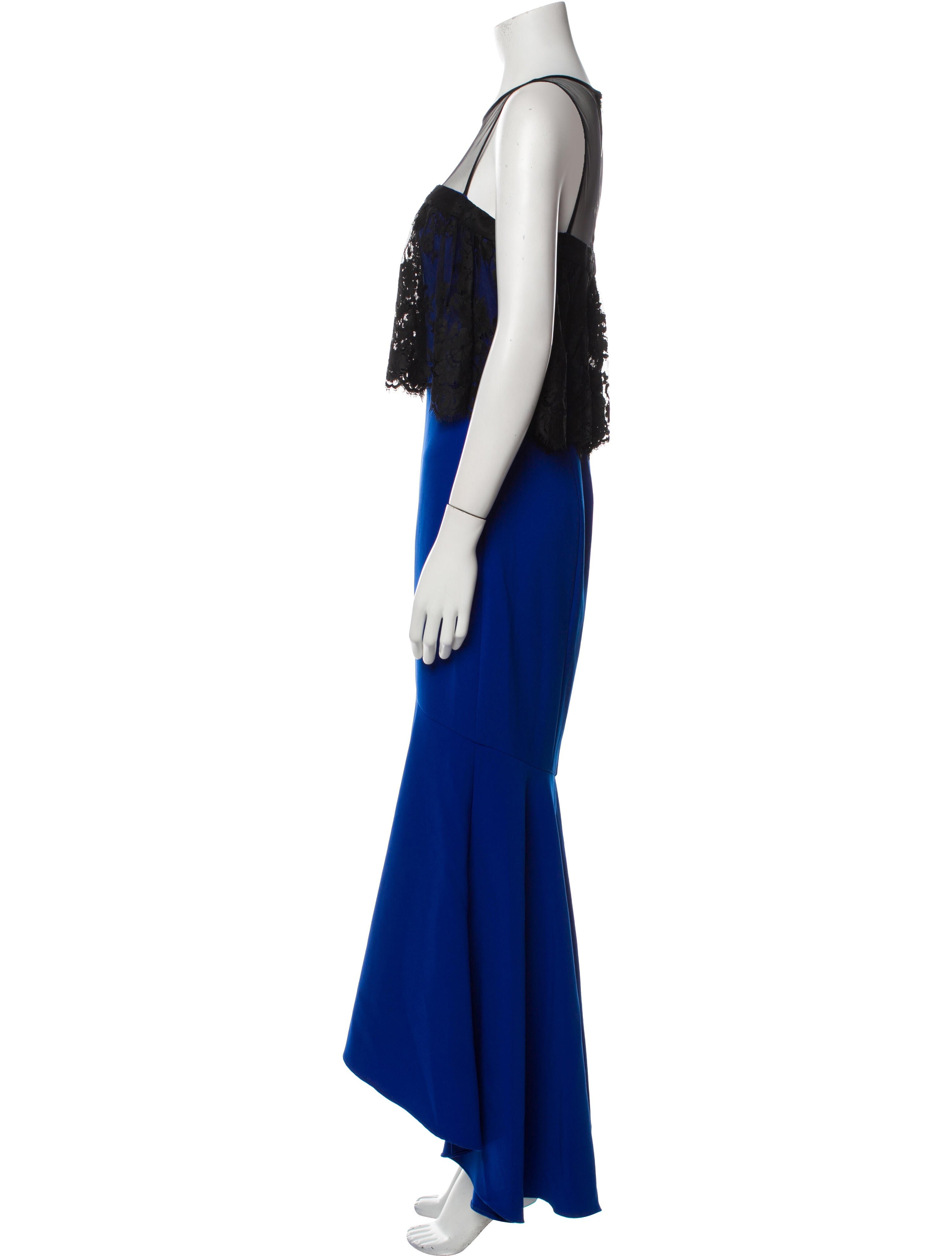 Theia Colorblock Pattern Long Dress