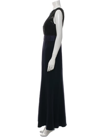 Theia Crew Neck Long Dress