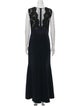 Theia Crew Neck Long Dress