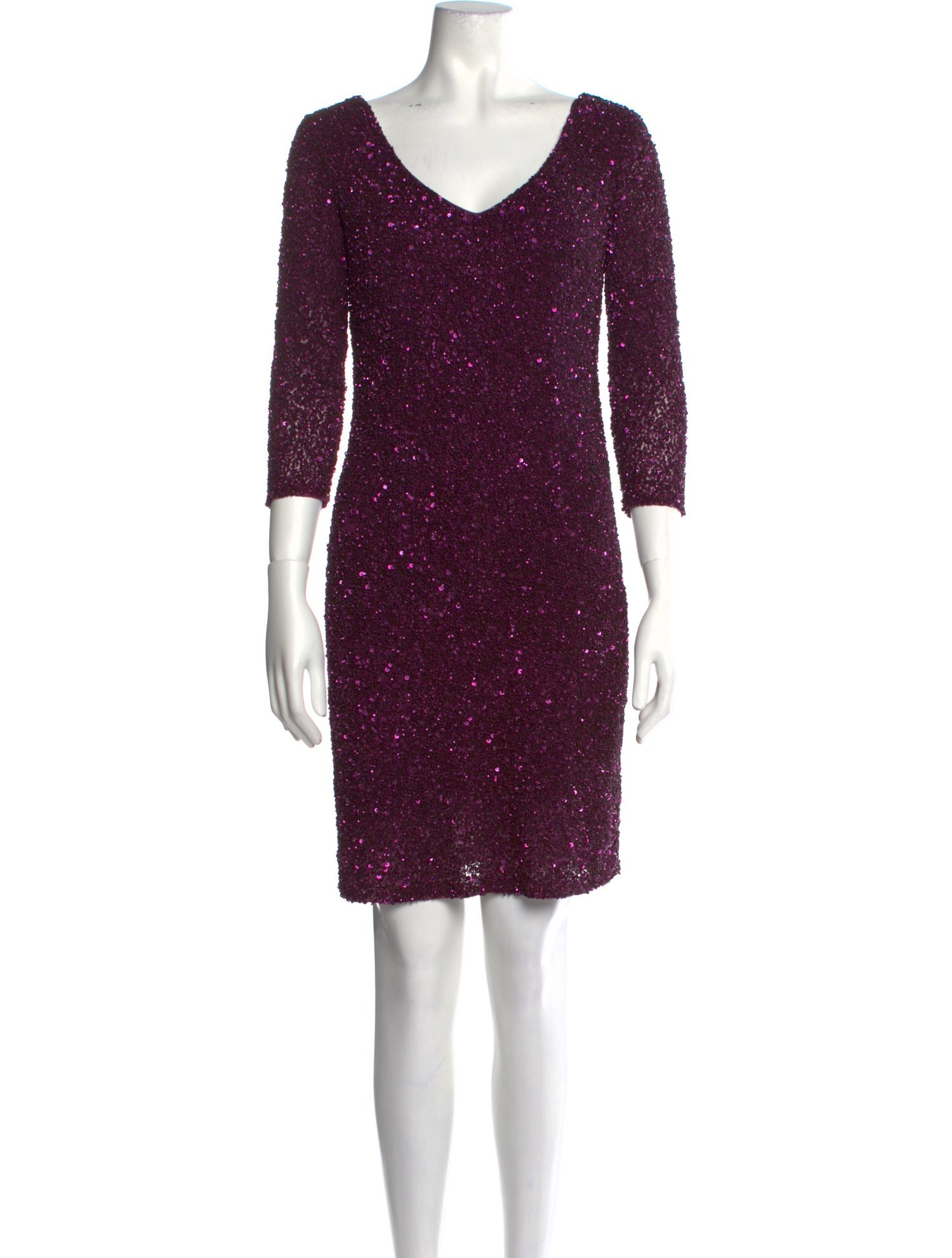 Theia V-Neck Knee-Length Dress