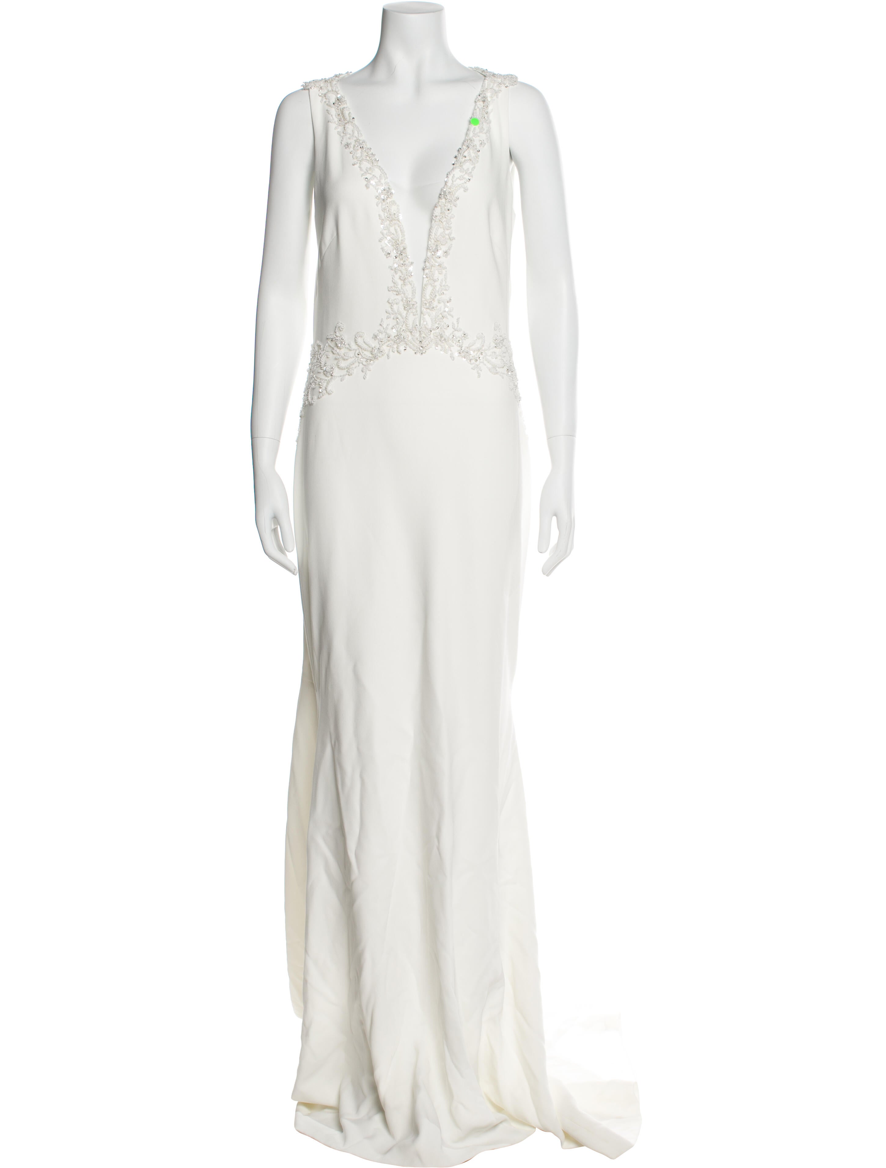 Theia Plunge Neckline Long Dress