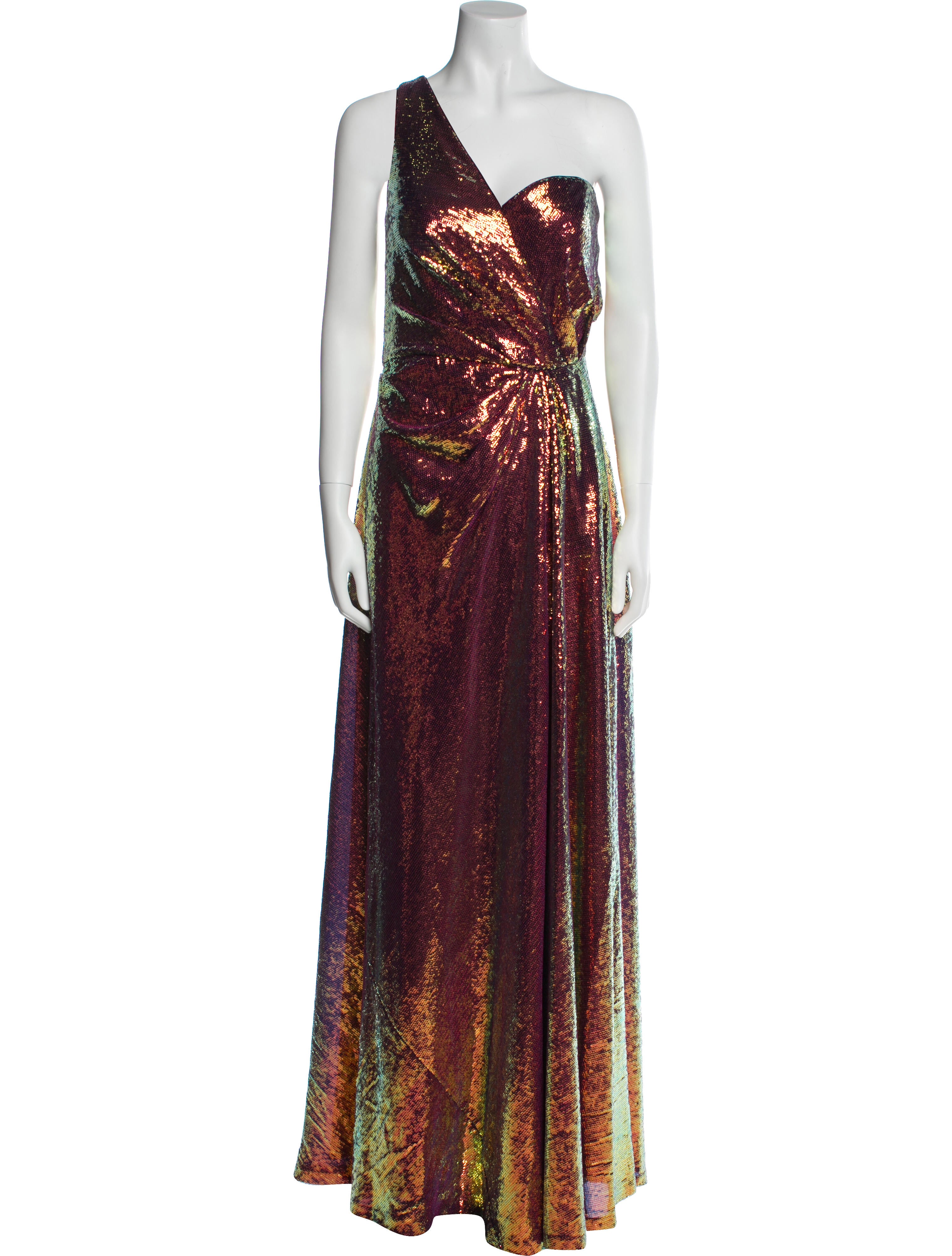 Theia One-Shoulder Long Dress