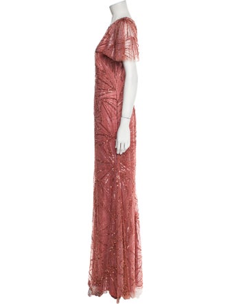 Theia Scoop Neck Long Dress